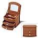 3 Layer Velvet Jewellery Box with Mirror and 2 Removable Drawer (Size 15x12x11Cm) - Brown