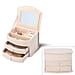 3 layer Fan-shape velvet jewelry box with mirror and 2 removable drawers