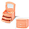 3 Layer Velvet Jewellery Box with Mirror and 2 Removable Drawer (Size 15x12x11Cm) - Orange