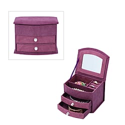 3 layer Fan-shape velvet jewelry box with mirror and 2 removable drawers