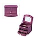 3 layer Fan-shape velvet jewelry box with mirror and 2 removable drawers