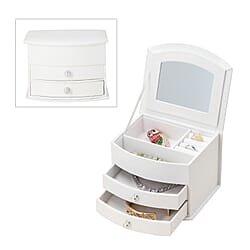 3 layer Fan-shape velvet jewelry box with mirror and 2 removable drawers