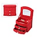 3 layer Fan-shape velvet jewelry box with mirror and 2 removable drawers