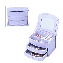 3 layer Fan-shape velvet jewelry box with mirror and 2 removable drawers