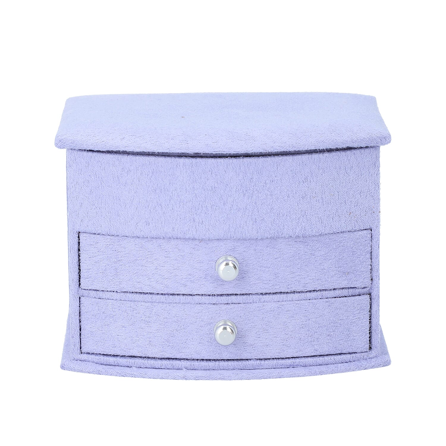 3 Layer Velvet Jewellery Box with Mirror and 2 Removable Drawer (Size 15x12x11Cm) - Lilac