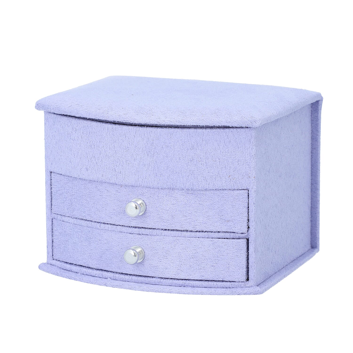 3 Layer Velvet Jewellery Box with Mirror and 2 Removable Drawer (Size 15x12x11Cm) - Lilac