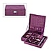 2 tier velvet Jewelry box with lock and key top inside has 8 necklace hooks pocket removable tray has 13  sections 8 Ring slot and 5 long bracelet sections bottom tier has 9 sections
