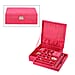 2 tier velvet Jewelry box with lock and key top inside has 8 necklace hooks pocket removable tray has 13  sections 8 Ring slot and 5 long bracelet sections bottom tier has 9 sections