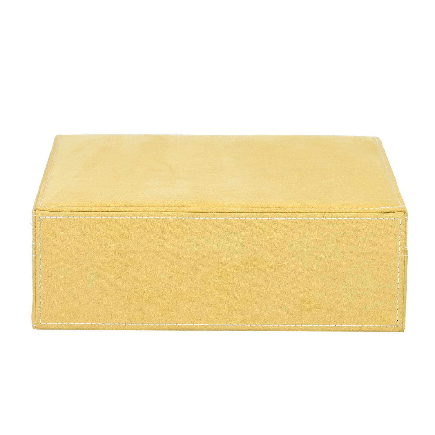 2 Tier Velvet Jewellery Box with Lock and Key (Size 26x26x9Cm) - Mustard