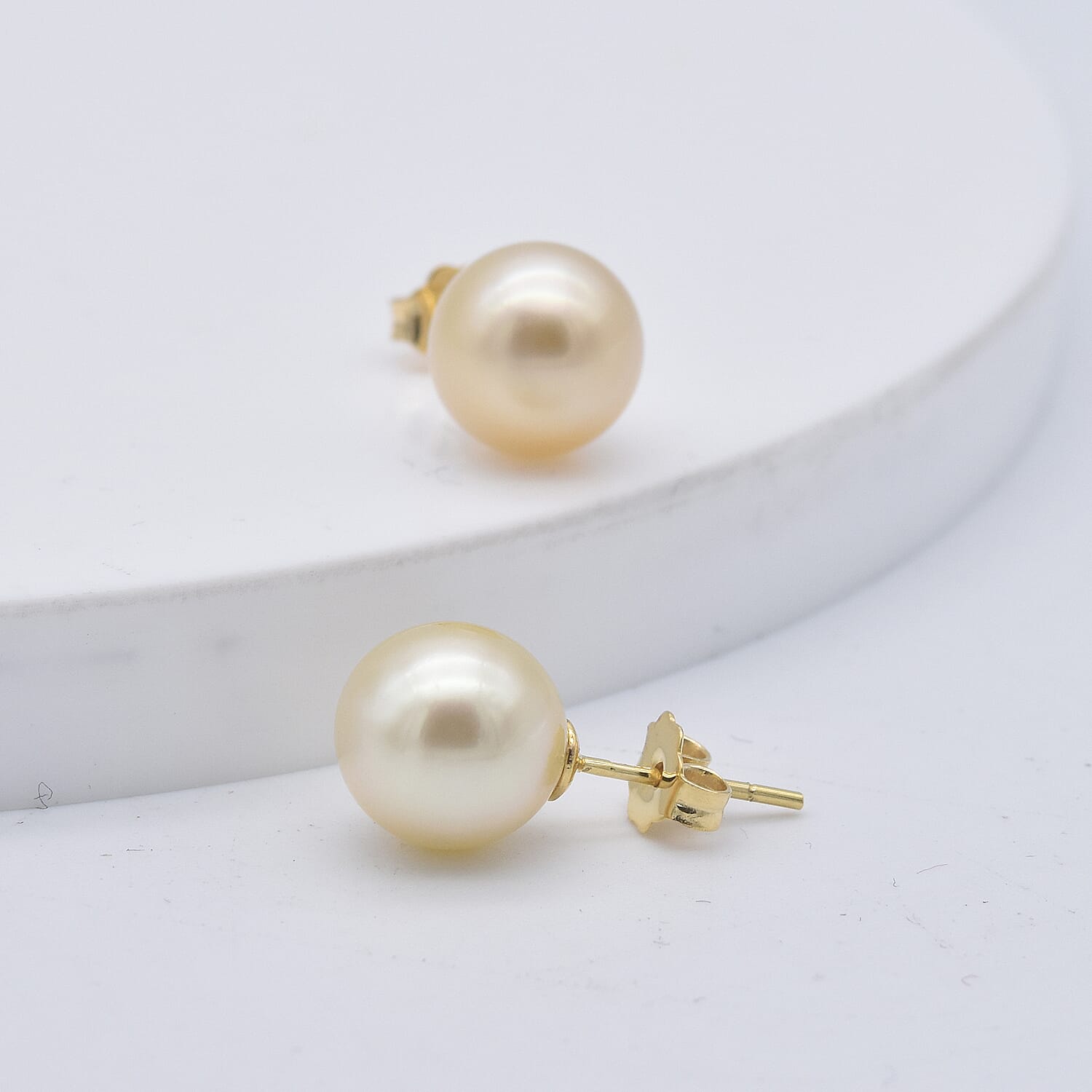 14K Yellow Gold South Sea Golden Pearl Stud Earrings (with Push Back)