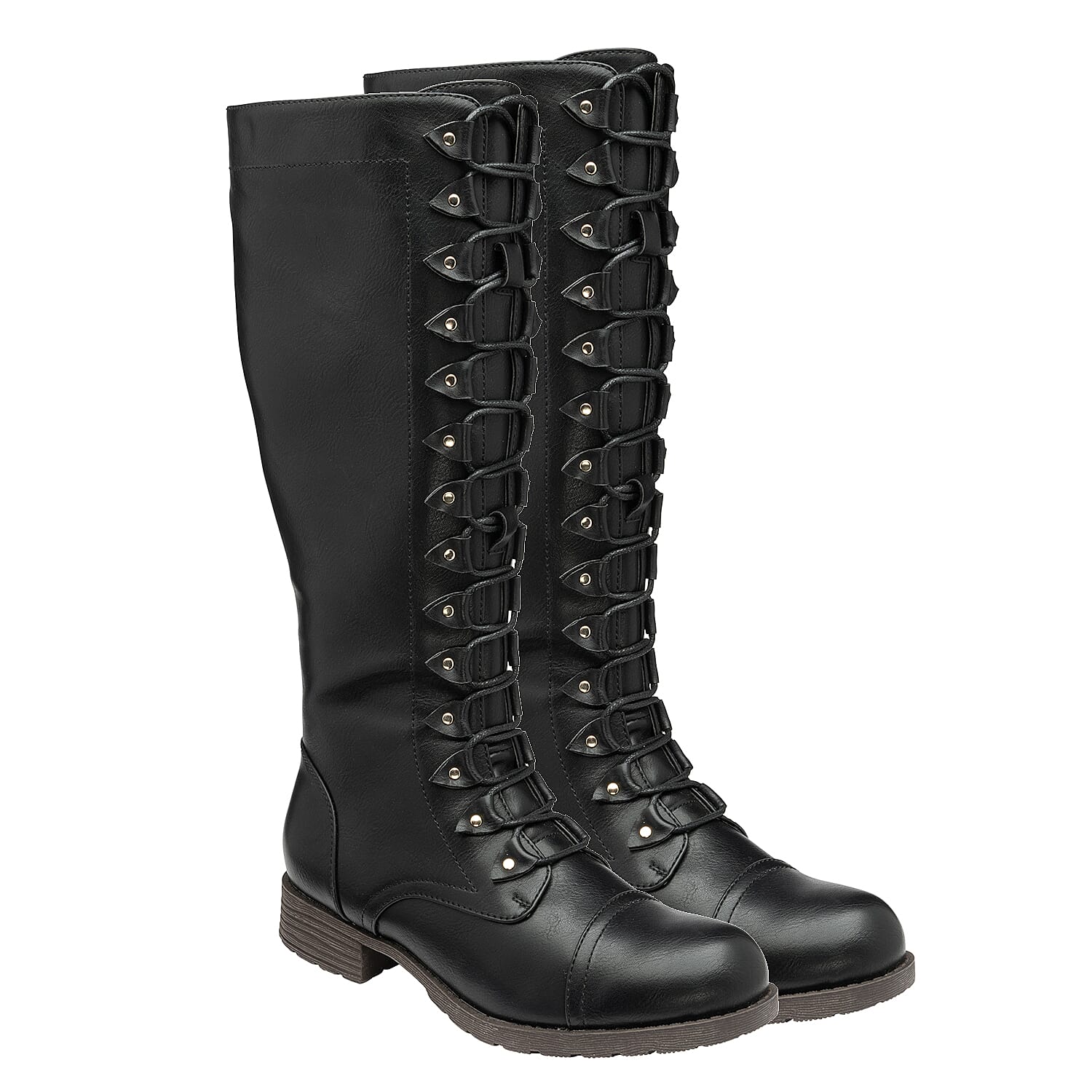 Lotus Tallulah Lace-Up Women's Knee-High Boots - Black