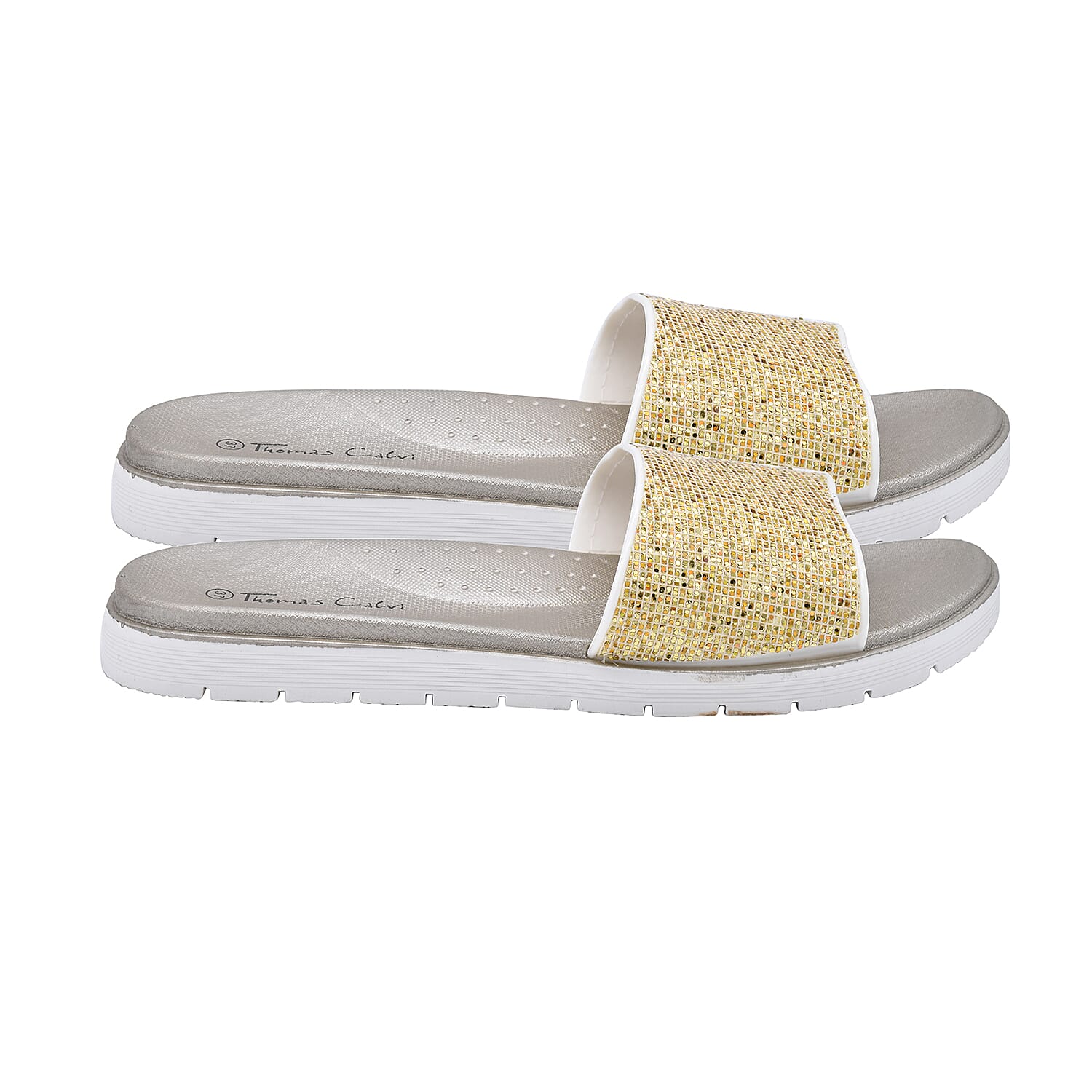 Thomas Calvi Slider Flip Flops in Golden Colour (Size 4)