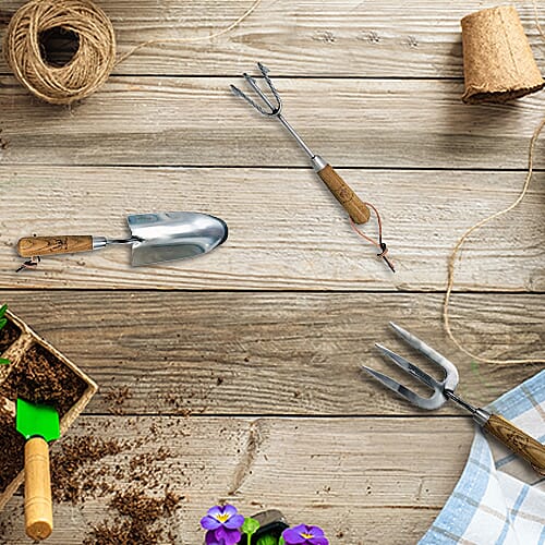 Jardin de France Set of Three Gardening Tools in Stainless Steel