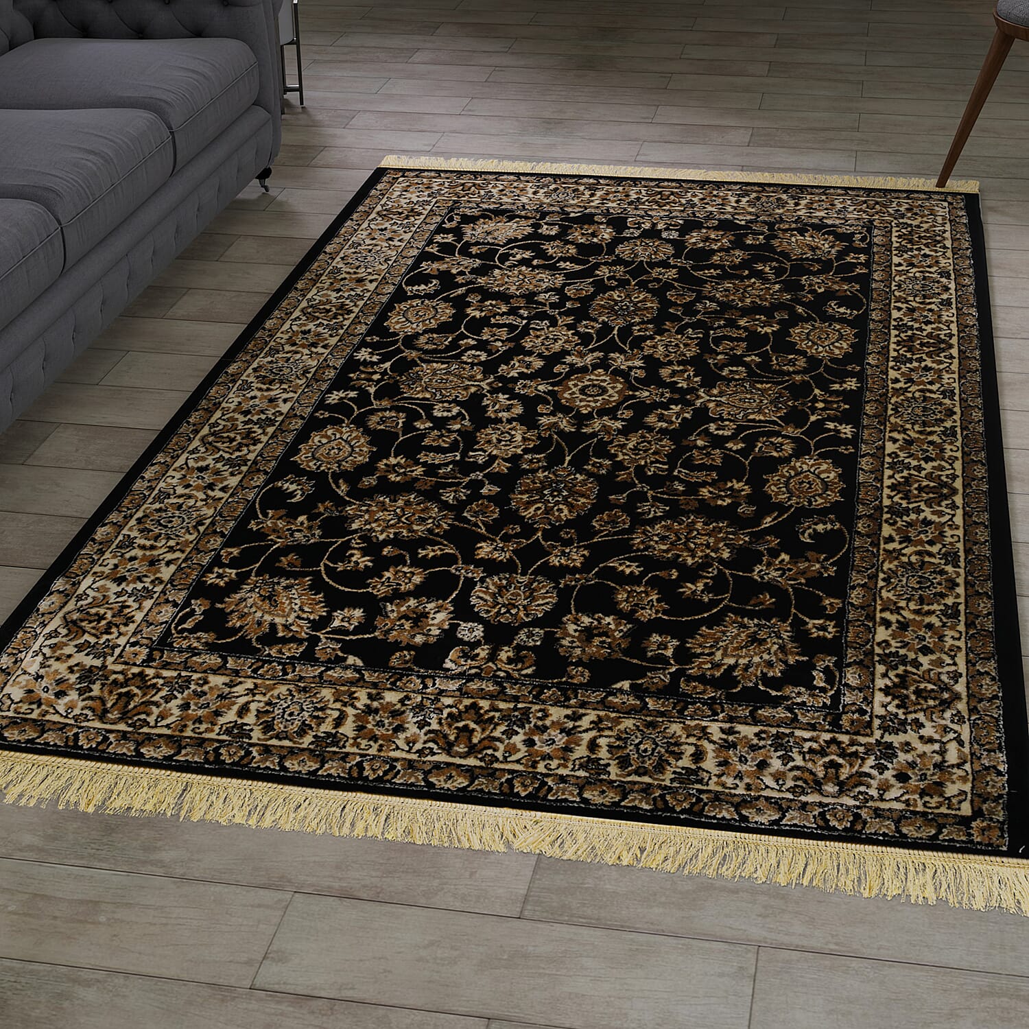 Traditional Persian Pattern Carpet (Size 120x180 Cm) - Black