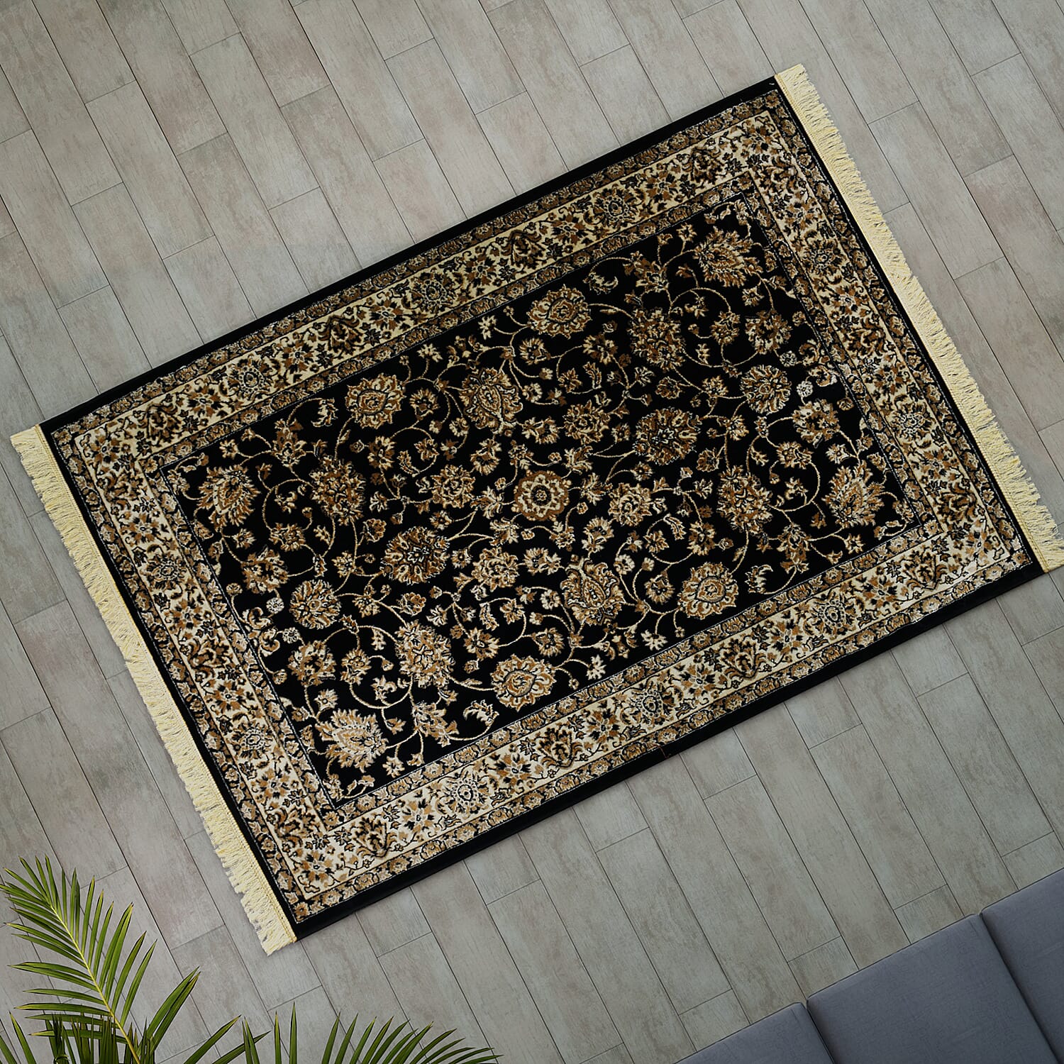 Traditional Persian Pattern Carpet (Size 120x180 Cm) - Black