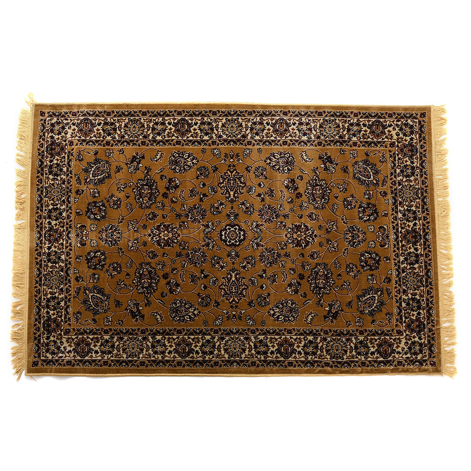 Traditional Floral Pattern Carpet (Size 120x180 Cm) - Gold