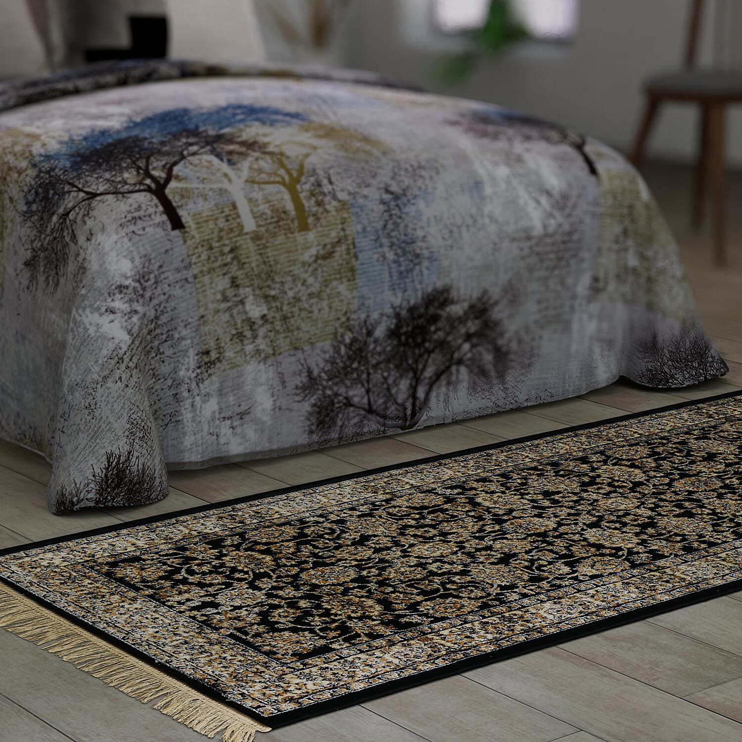 Traditional Persian Pattern Carpet - Black