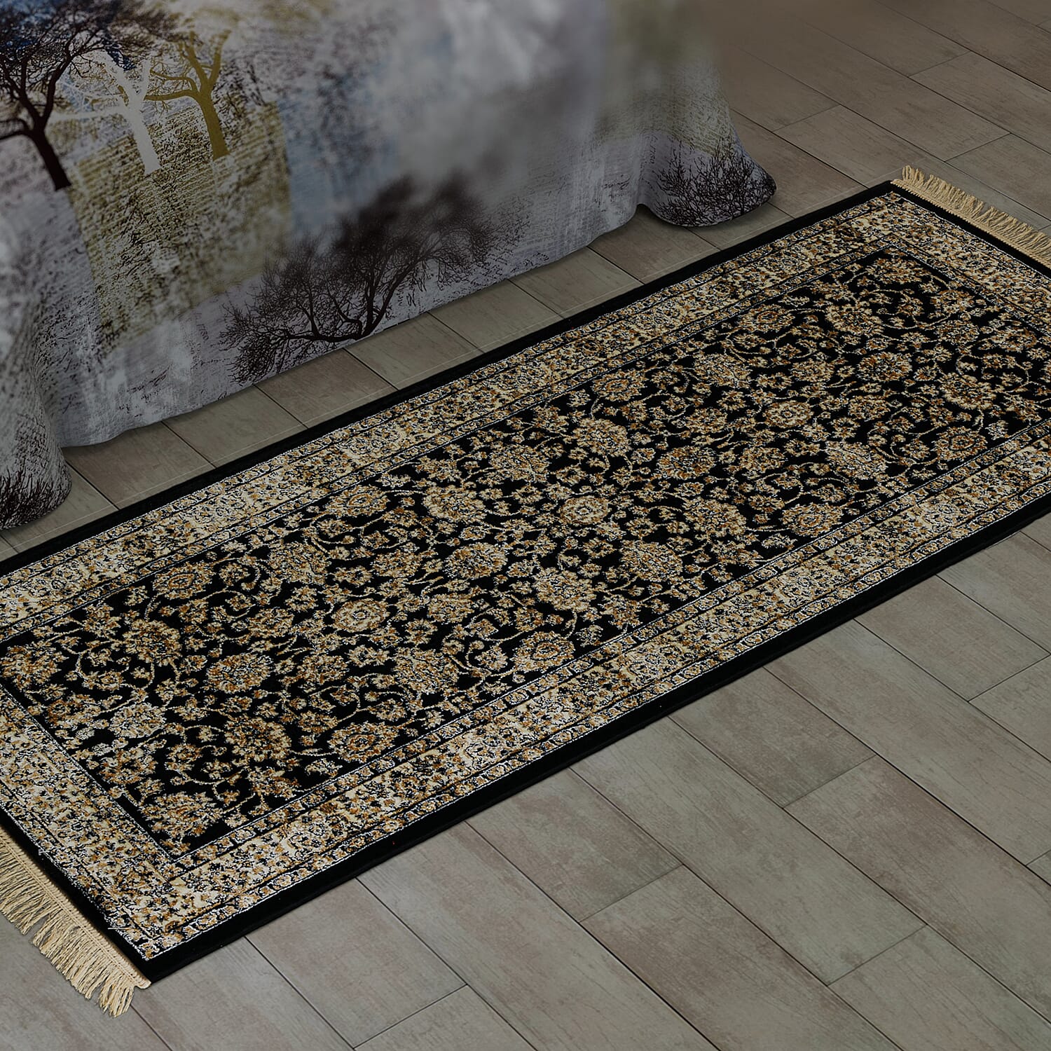 Traditional Persian Pattern Carpet - Black