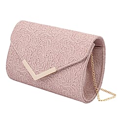 Faux Leather Clutch Bag long chain strap color - Black