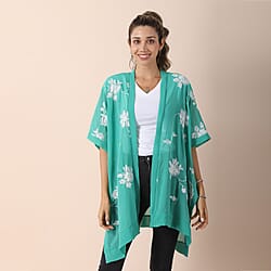 JOVIE Chiffon Embroidered Detailing Kimono - Green