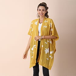 JOVIE Chiffon Embroidered Detailing Kimono -Yellow