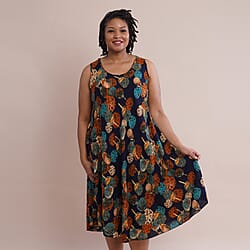 JOVIE 100% Viscose Printed Pattern Sleeveless Dress (Size 60x112Cm) - Navy and Multi