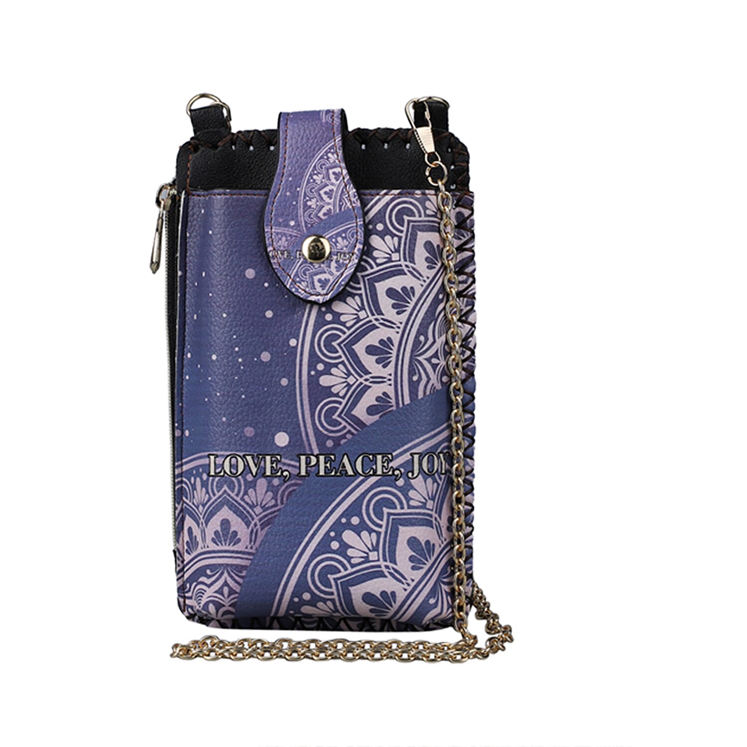Stylish & Classy Ethnic Pattern Cell Phone Bag with Shoulder Strap (Size 18x10.5 cm) - Blue