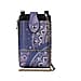 lifestyle-Color Blue ethnic pattern size/Profile cell phone bag wall(exterior) Semi-PU Lining(interior) Pockets(exterior) zipped-1 button-1 Pockets(interior)