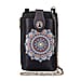 lifestyle-Color Blue ethnic pattern size/Profile cell phone bag wall(exterior) Semi-PU Lining(interior) Pockets(exterior) zipped-1 button-1 Pockets(interior)