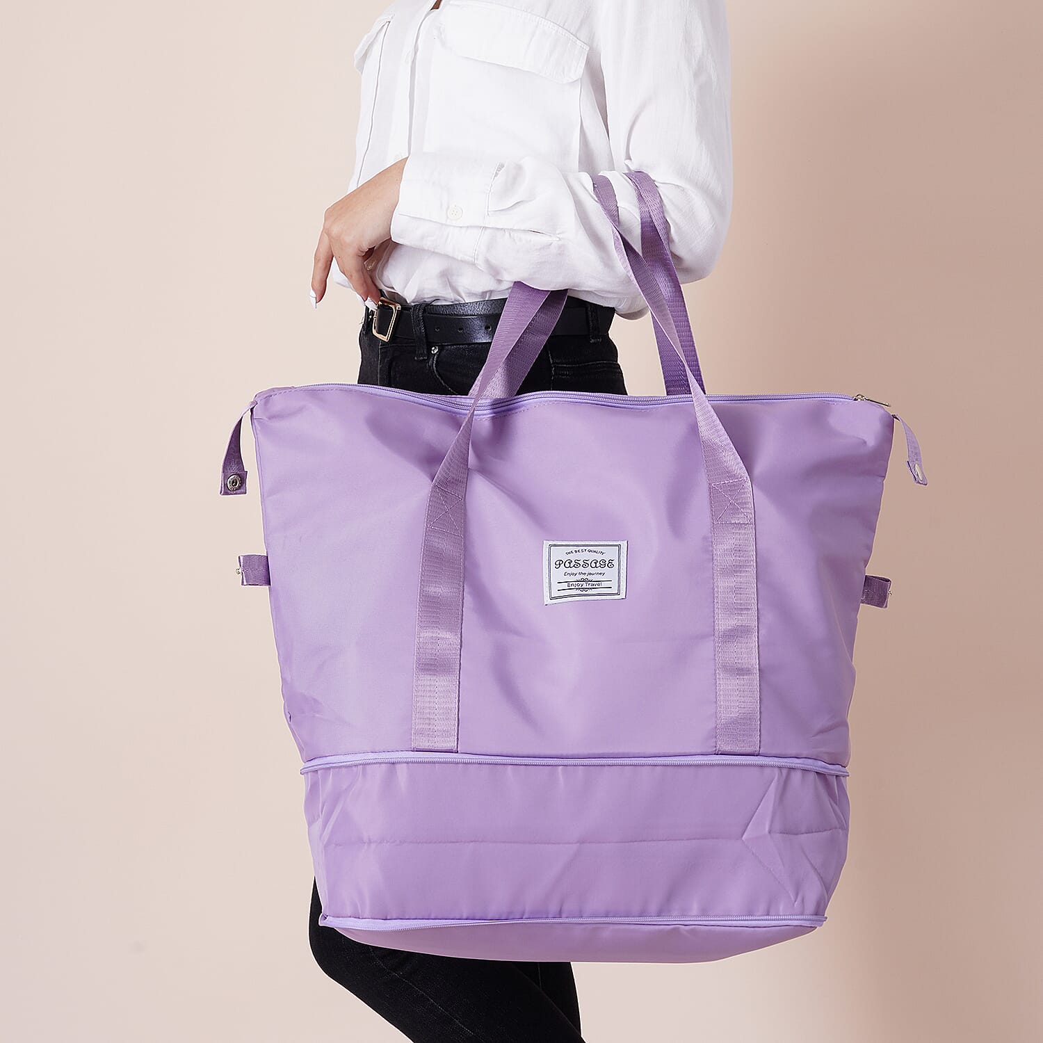 Passage Travel Bag with Zipper Closure and Handle Drop (Size 56x40x20x35 Cm) - Purple