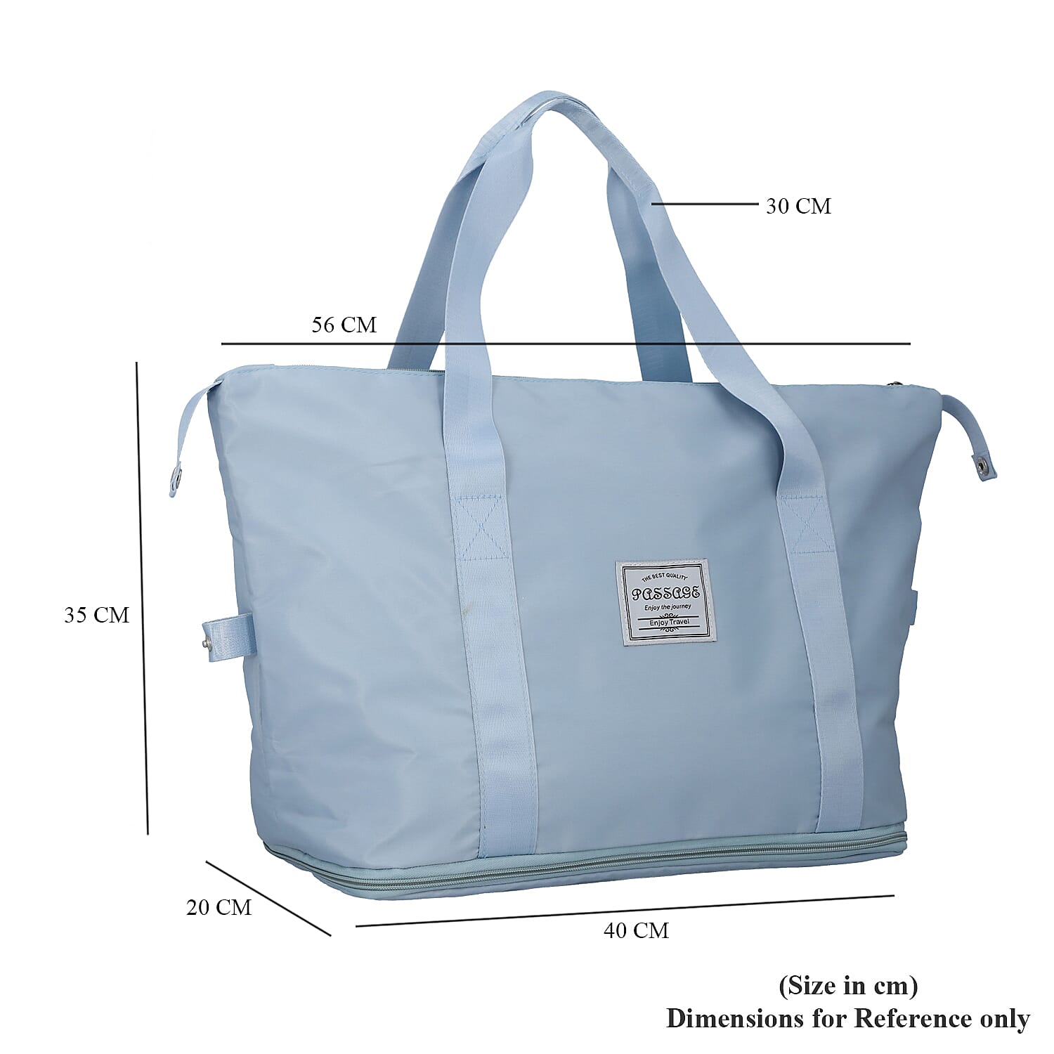 Passage Travel Bag with Zipper Closure and Handle Drop (Size 56x40x20x35 Cm) - Light Blue