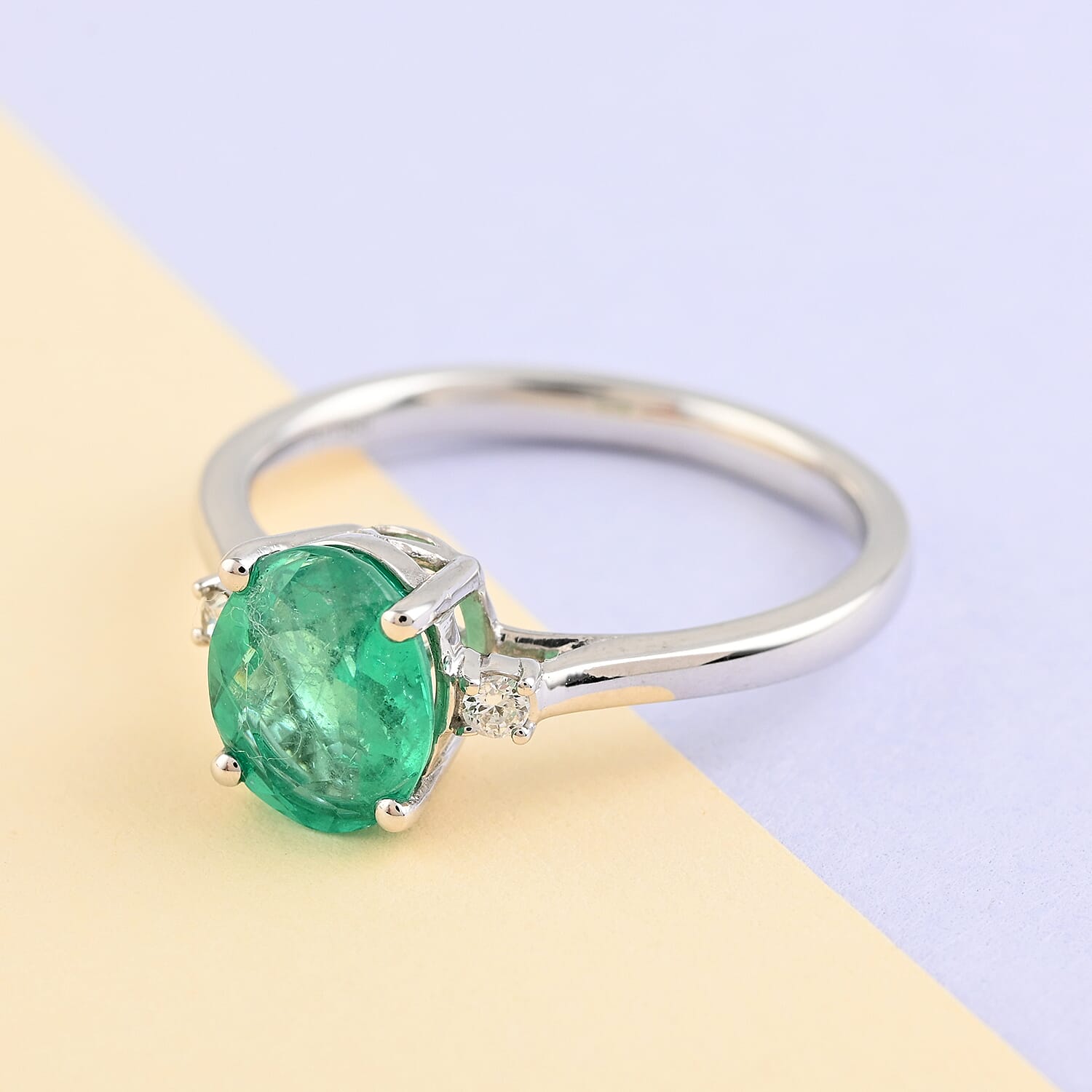 Certified and Appraised RHAPSODY 950 Platinum AAAA Colombian Emerald and Diamond VS EF Solitaire Ring Platinum 4.39 grams, 1.40 Ct