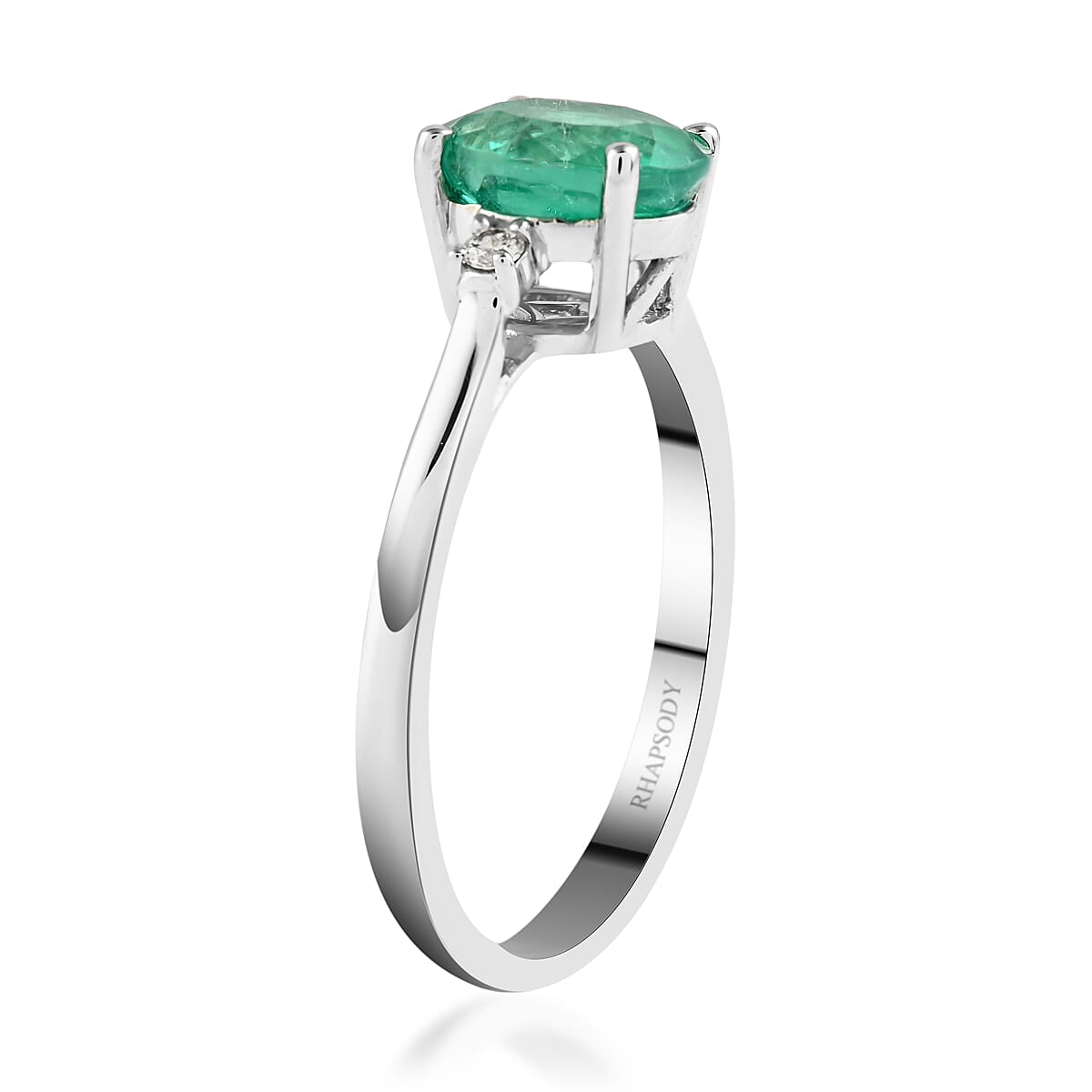 Certified and Appraised RHAPSODY 950 Platinum AAAA Colombian Emerald and Diamond VS EF Solitaire Ring Platinum 4.39 grams, 1.40 Ct