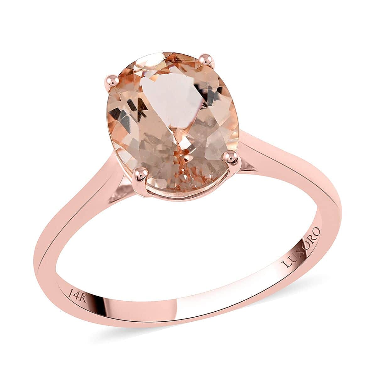 Certified and Appraised 14K Rose Gold AAA Marropino Morganite Ring Gold 2.15 grams, 2.60 Ct