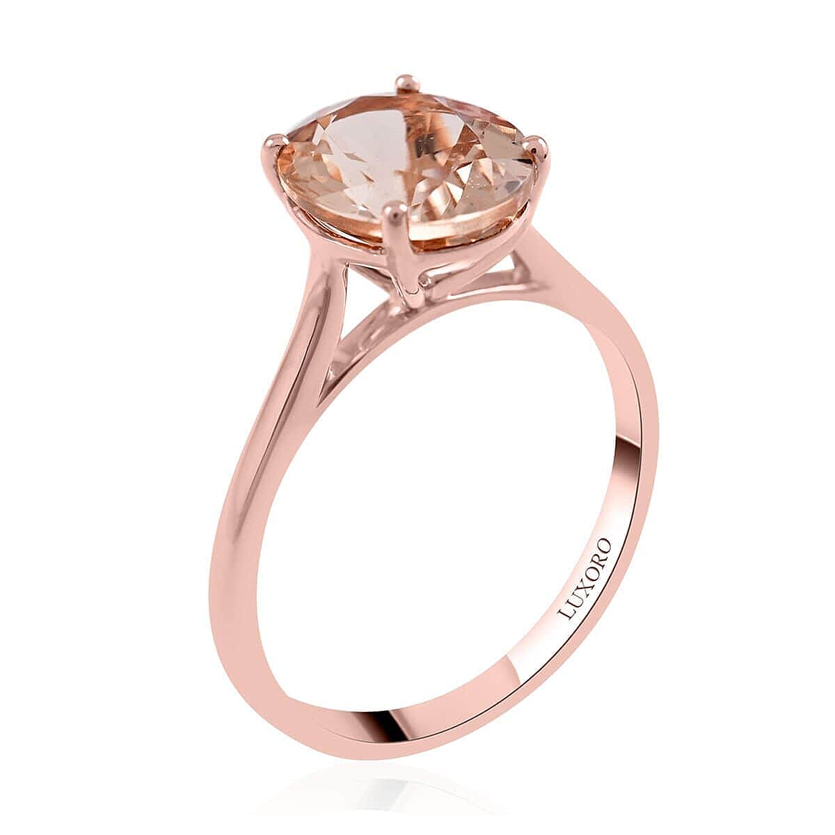 Certified and Appraised 14K Rose Gold AAA Marropino Morganite Ring Gold 2.15 grams, 2.60 Ct