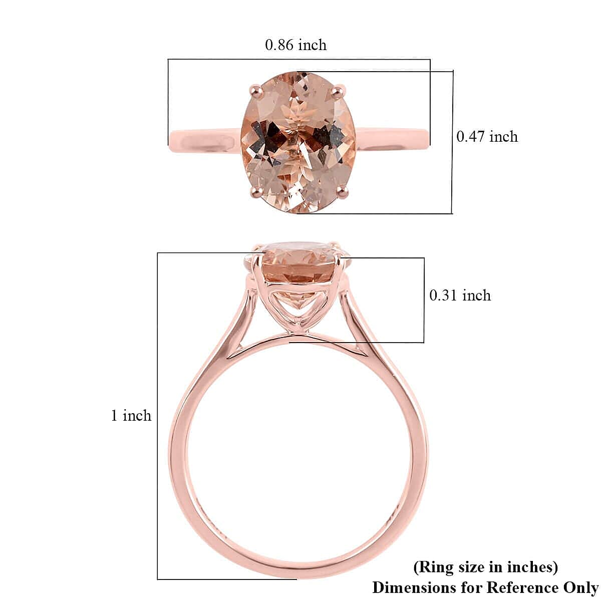 Certified and Appraised 14K Rose Gold AAA Marropino Morganite Ring Gold 2.15 grams, 2.60 Ct