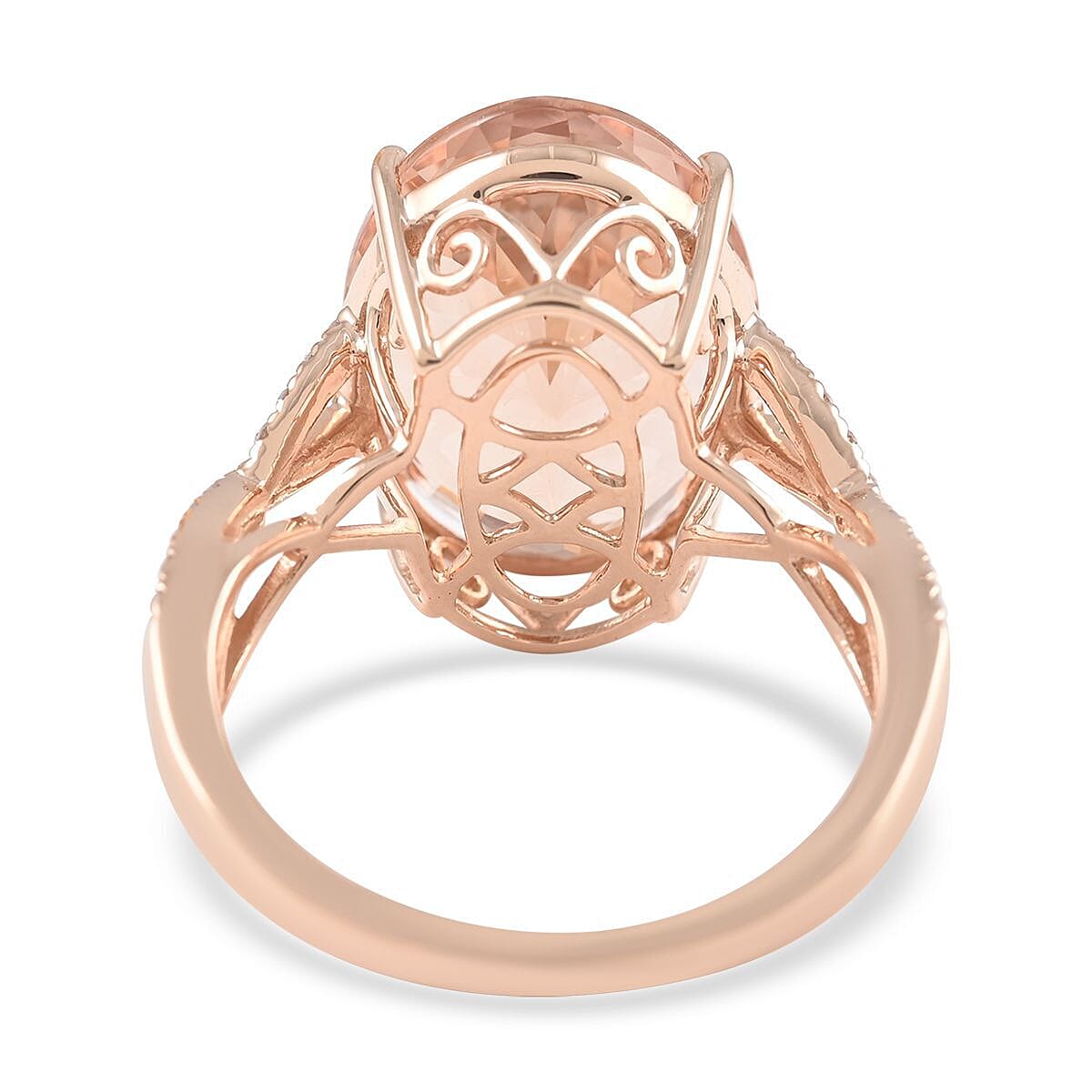 Certified and Appraised ILIANA 18K Rose Gold AAA Marropino Morganite and Diamond SI Classic Solitaire Ring Gold 4.12 grams, 9 Ct