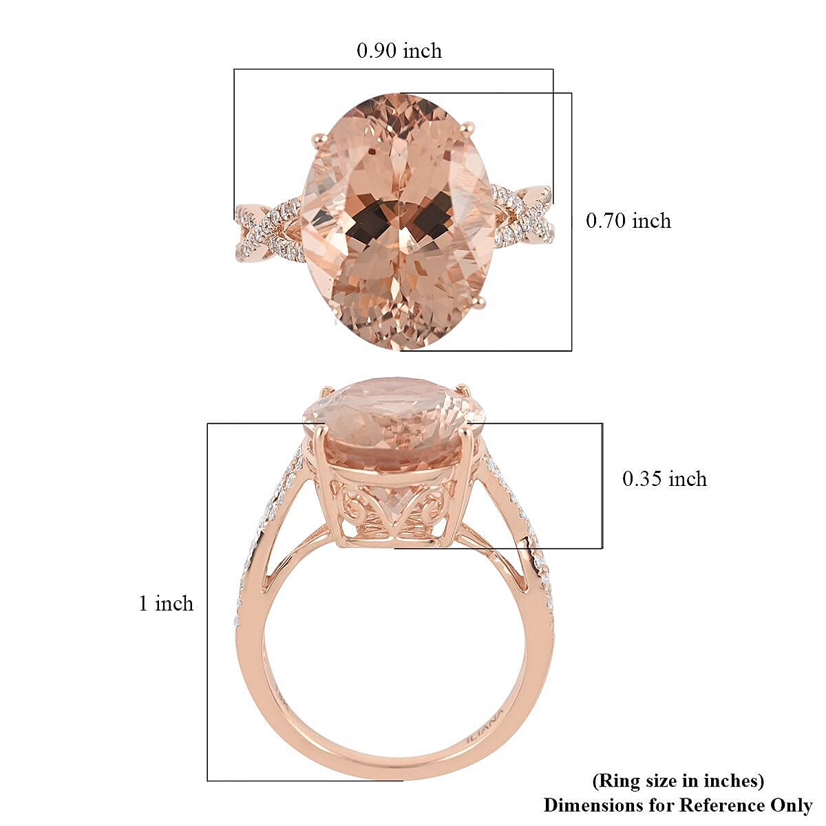 Certified and Appraised ILIANA 18K Rose Gold AAA Marropino Morganite and Diamond SI Classic Solitaire Ring Gold 4.12 grams, 9 Ct