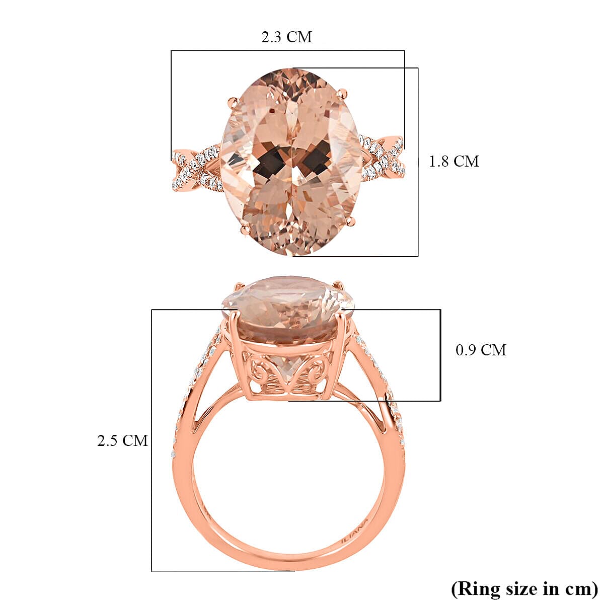 Certified and Appraised ILIANA 18K Rose Gold AAA Marropino Morganite and Diamond SI Classic Solitaire Ring Gold 4.12 grams, 9 Ct