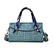 SENCILLEZ Genuine Leather Croc Embossed Pattern Convertible Bag with Shoulder Strap Green