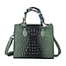 SENCILLEZ Genuine Leather Croc Embossed Pattern Convertible Bag with Handle Scarf and Shoulder Strap - Green