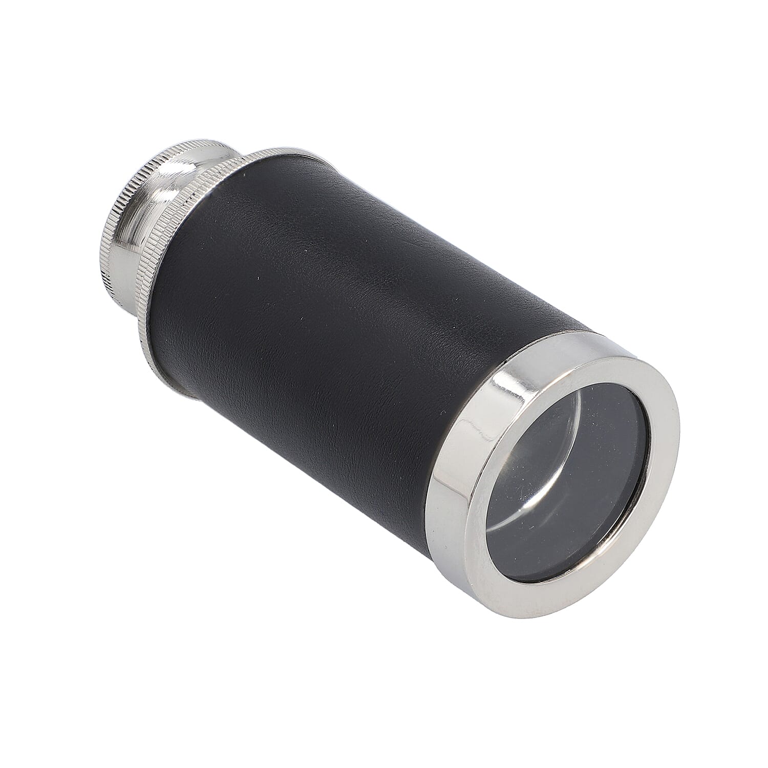 Handcrafted Fully Functional Telescope with Leather Stitched and Wooden Gift Box (Size 15x2 Cm) - Black