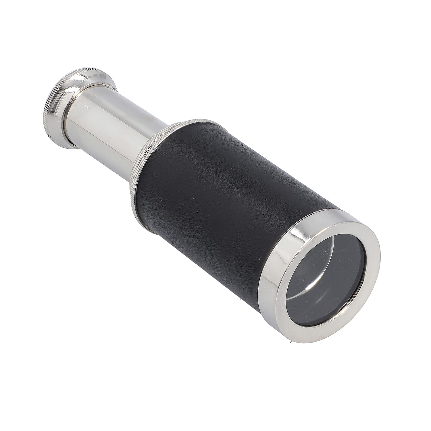 Handcrafted Fully Functional Telescope with Leather Stitched and Wooden Gift Box (Size 15x2 Cm) - Black