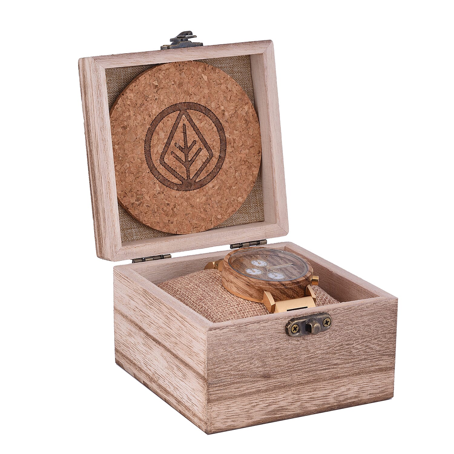 Botanica Coleus Walnut Wood Watch with Gold Stainless Steel Strap - Black and Grey