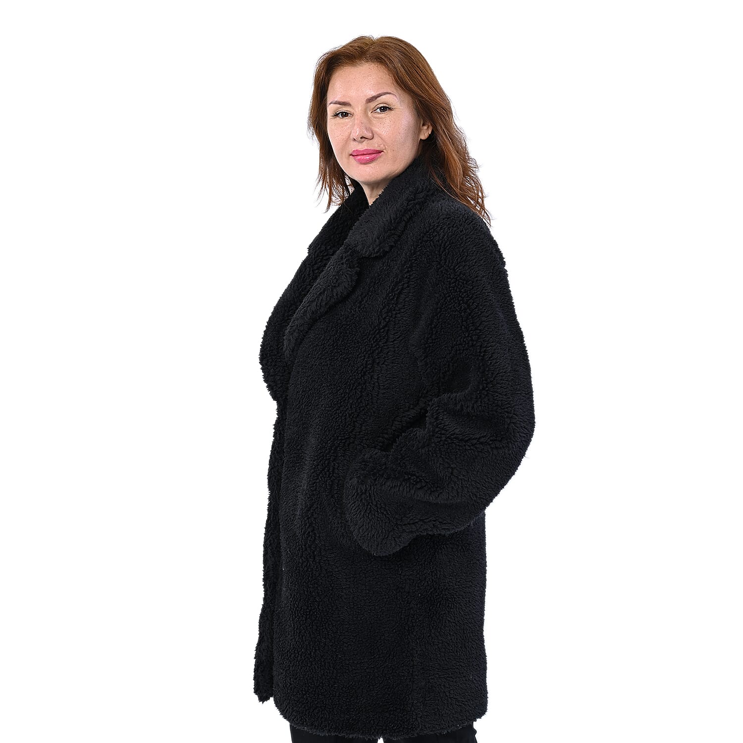 LA MAREY Reversible Faux Fur Winter Coat (Size 10-20) - Black