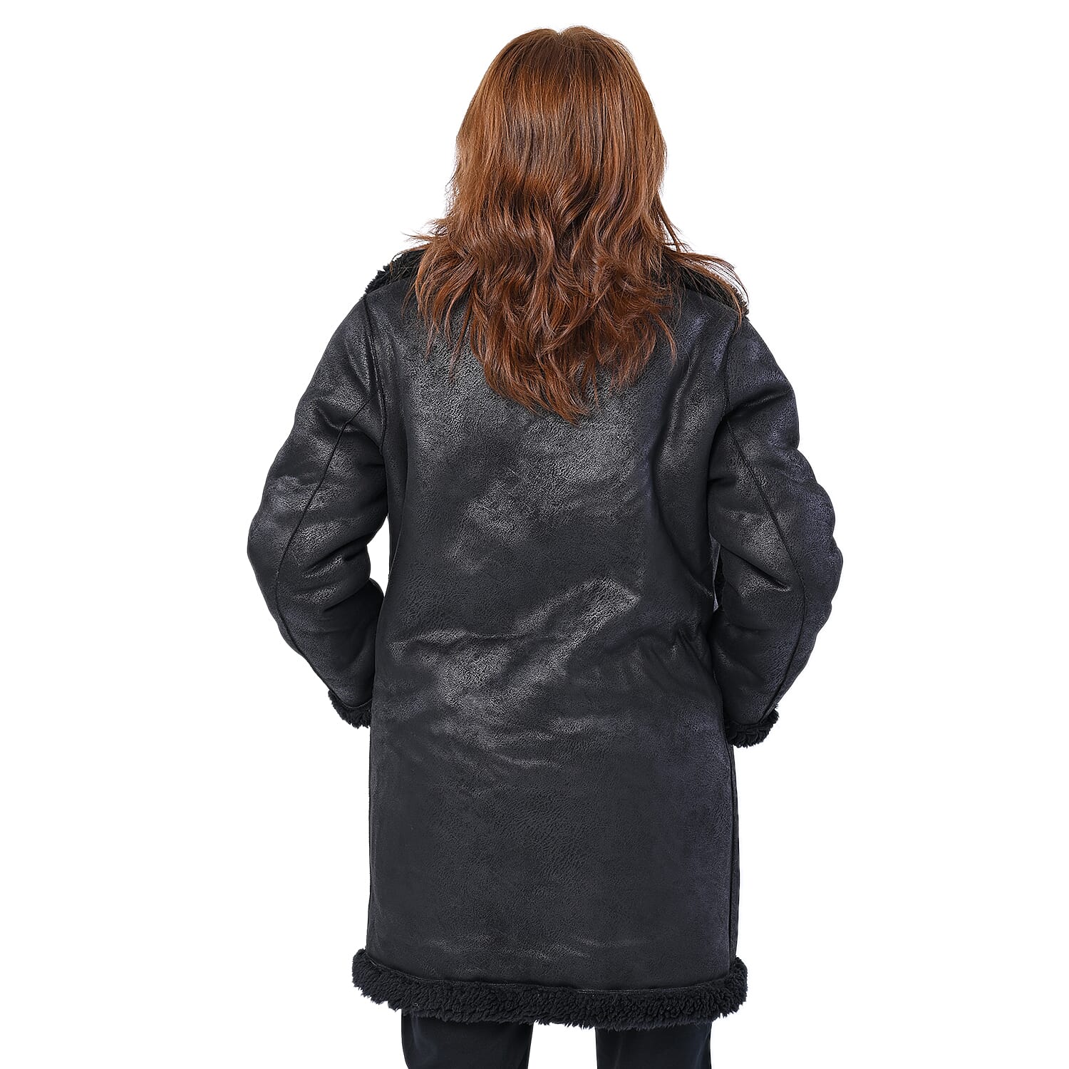 LA MAREY Reversible Faux Fur Winter Coat (Size 10-20) - Black