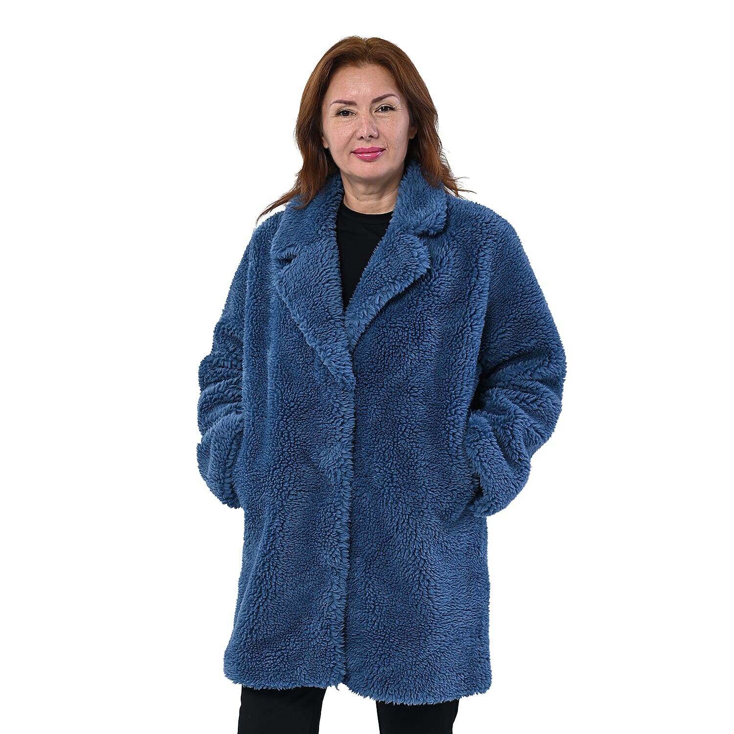 LA MAREY Reversible Faux Fur Winter Coat (Size 10-20) - Blue