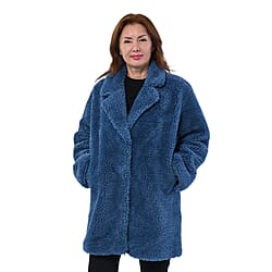 DOD - LA MAREY Reversible Faux Fur Winter Coat - Blue