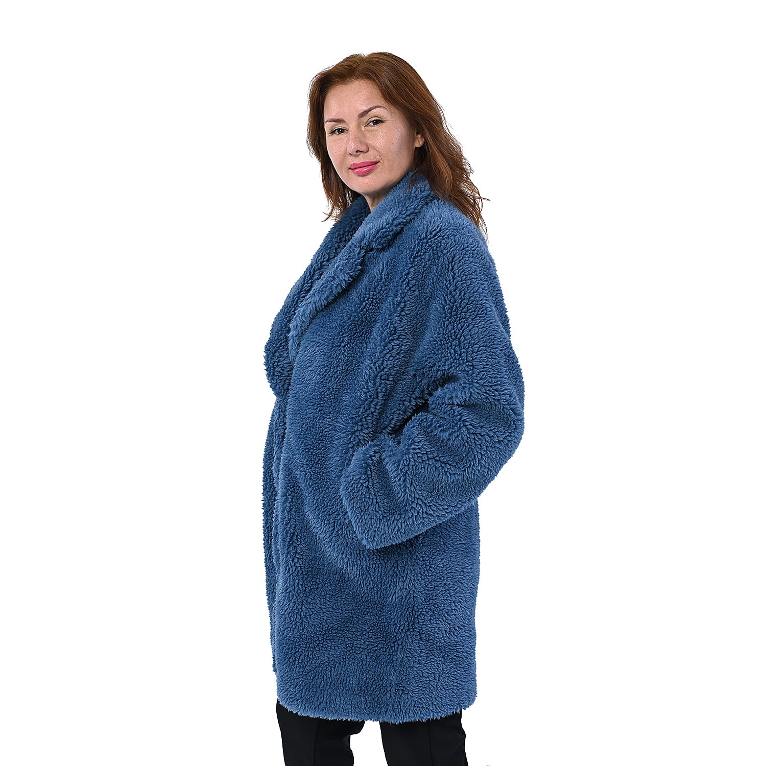 LA MAREY Reversible Faux Fur Winter Coat (Size 10-20) - Blue