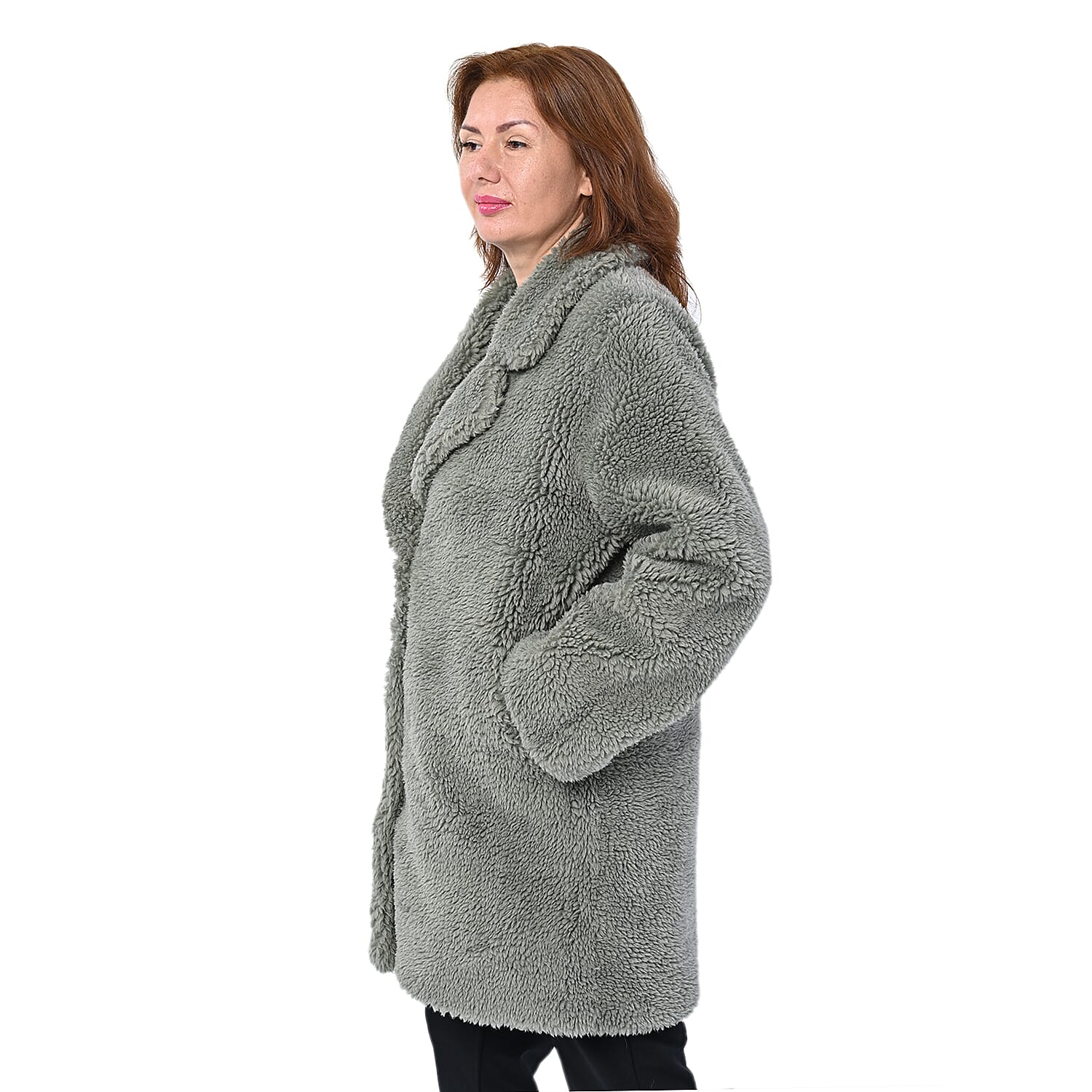 LA MAREY Reversible Faux Fur  Coat (Size 10-20) - Sage